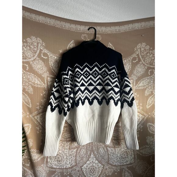 NWT Barbour Gwyn Fair Isle Cotton & Wool Blend Sweater in Cloud - Picture 3 of 9